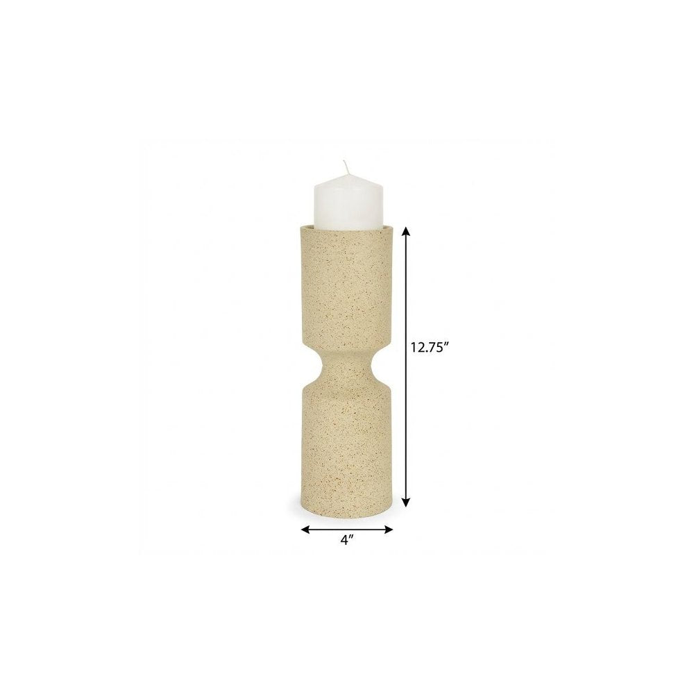 13" Beige Metal Modern Votive Candle Holder