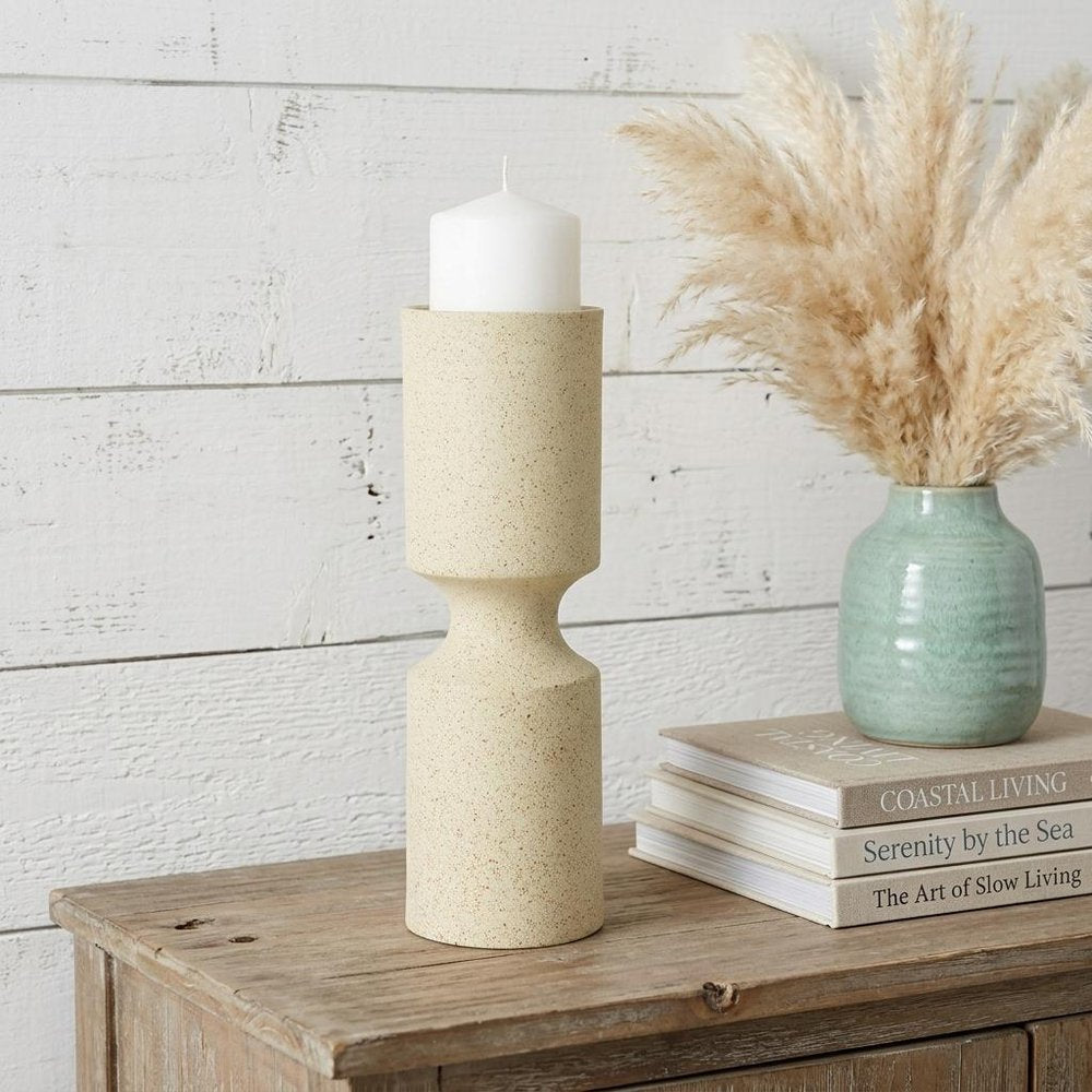13" Beige Metal Modern Votive Candle Holder