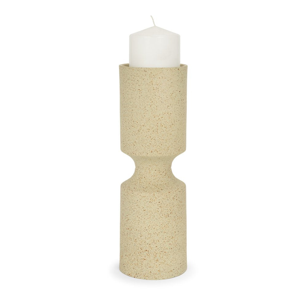 13" Beige Metal Modern Votive Candle Holder