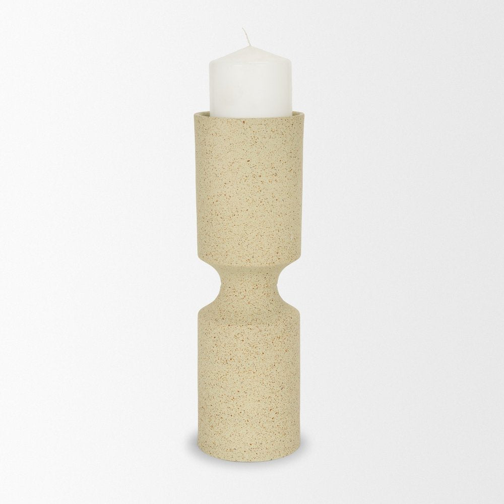 13" Beige Metal Modern Votive Candle Holder
