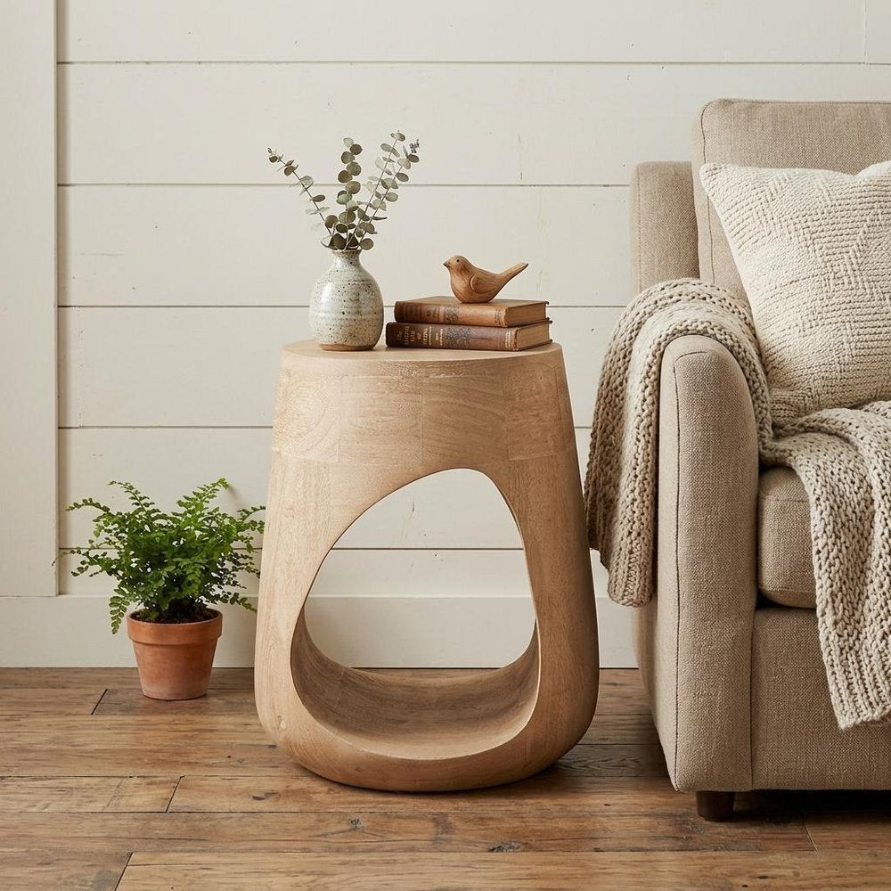 18" Wood Abstract Free-Form End Table