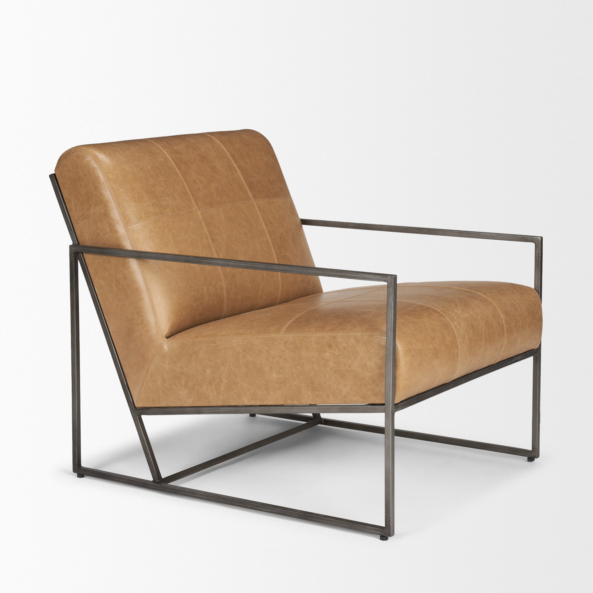 37" Leather Industrial Lounge Chair