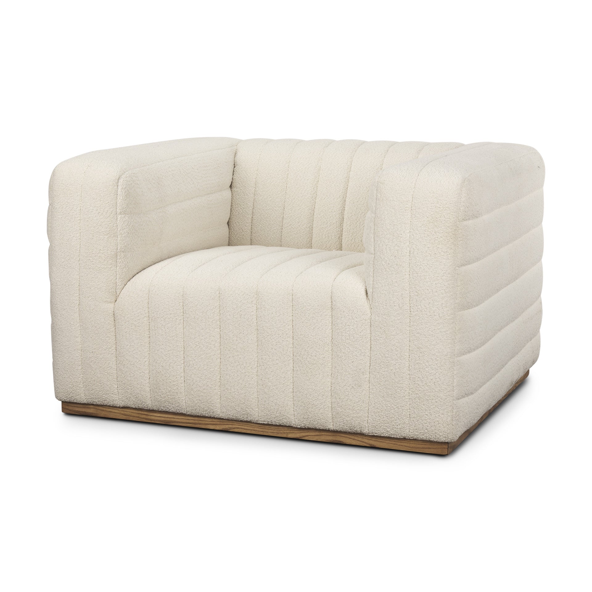 38" Cream Vertical Tufted Scandinavian Tuxedo Chair