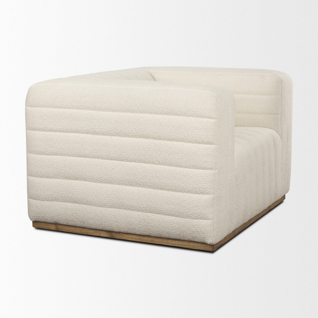 38" Cream Vertical Tufted Scandinavian Tuxedo Chair