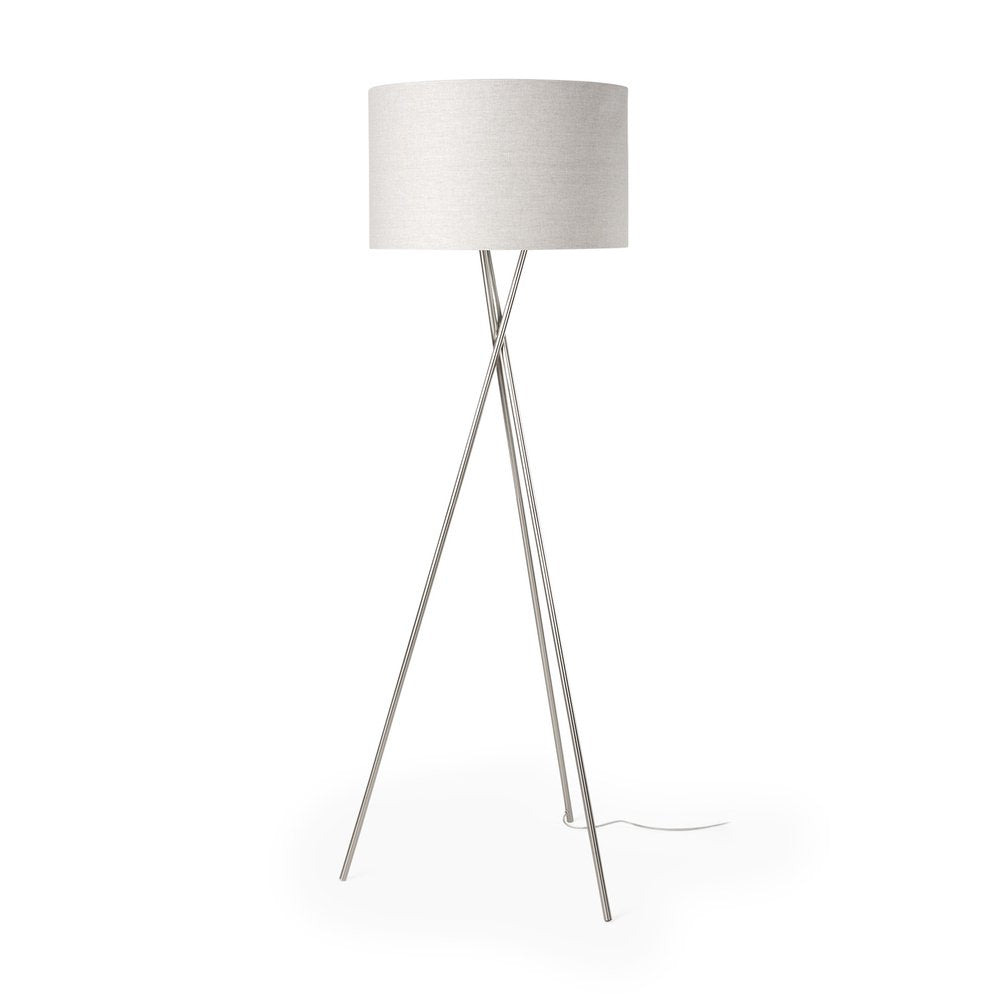 62" Beige Mid-Century Floor Lamp