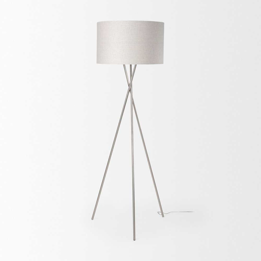 62" Beige Mid-Century Floor Lamp