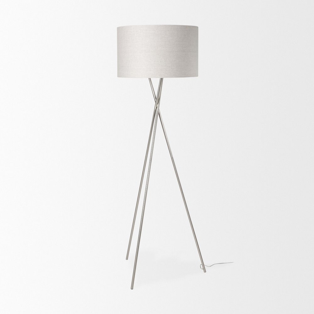62" Beige Mid-Century Floor Lamp