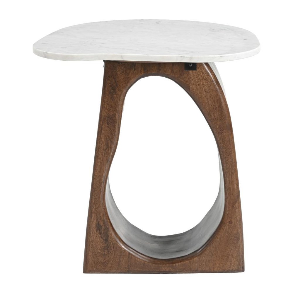 22" Walnut Marble Free Form End Table