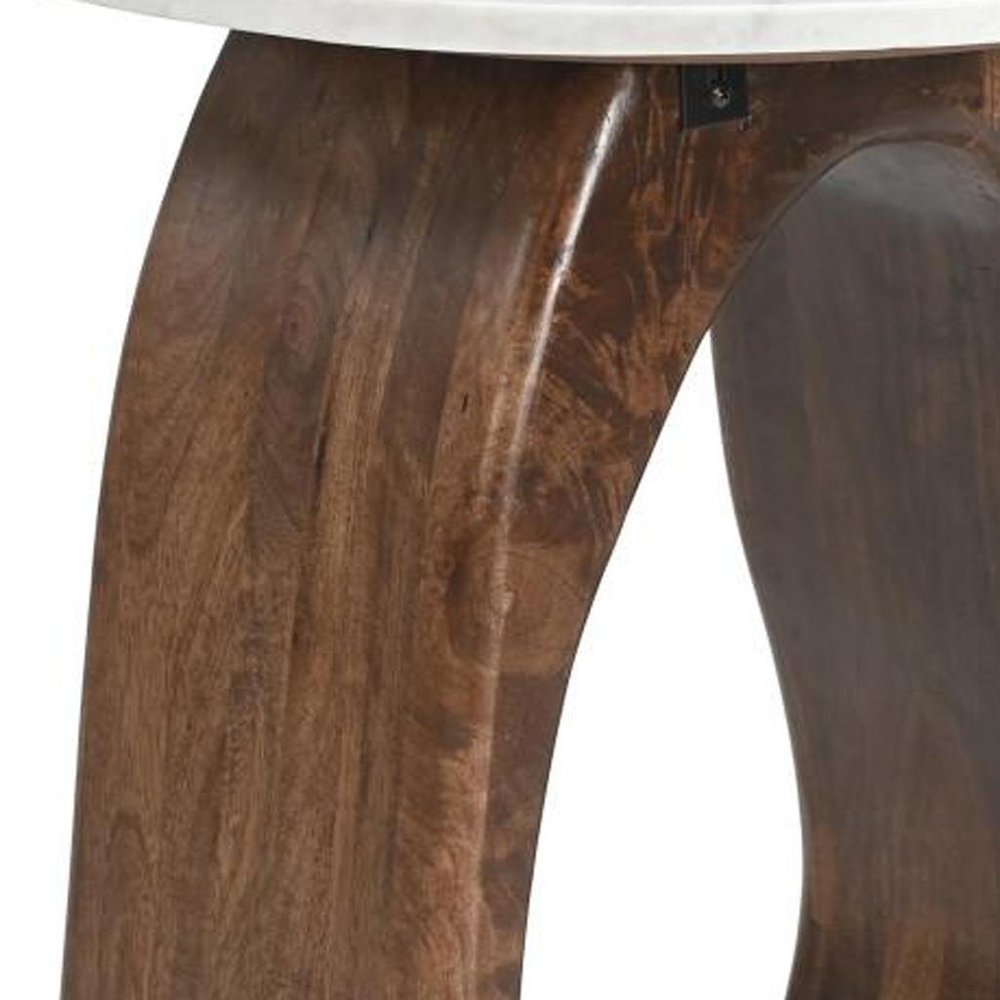 22" Walnut Marble Free Form End Table