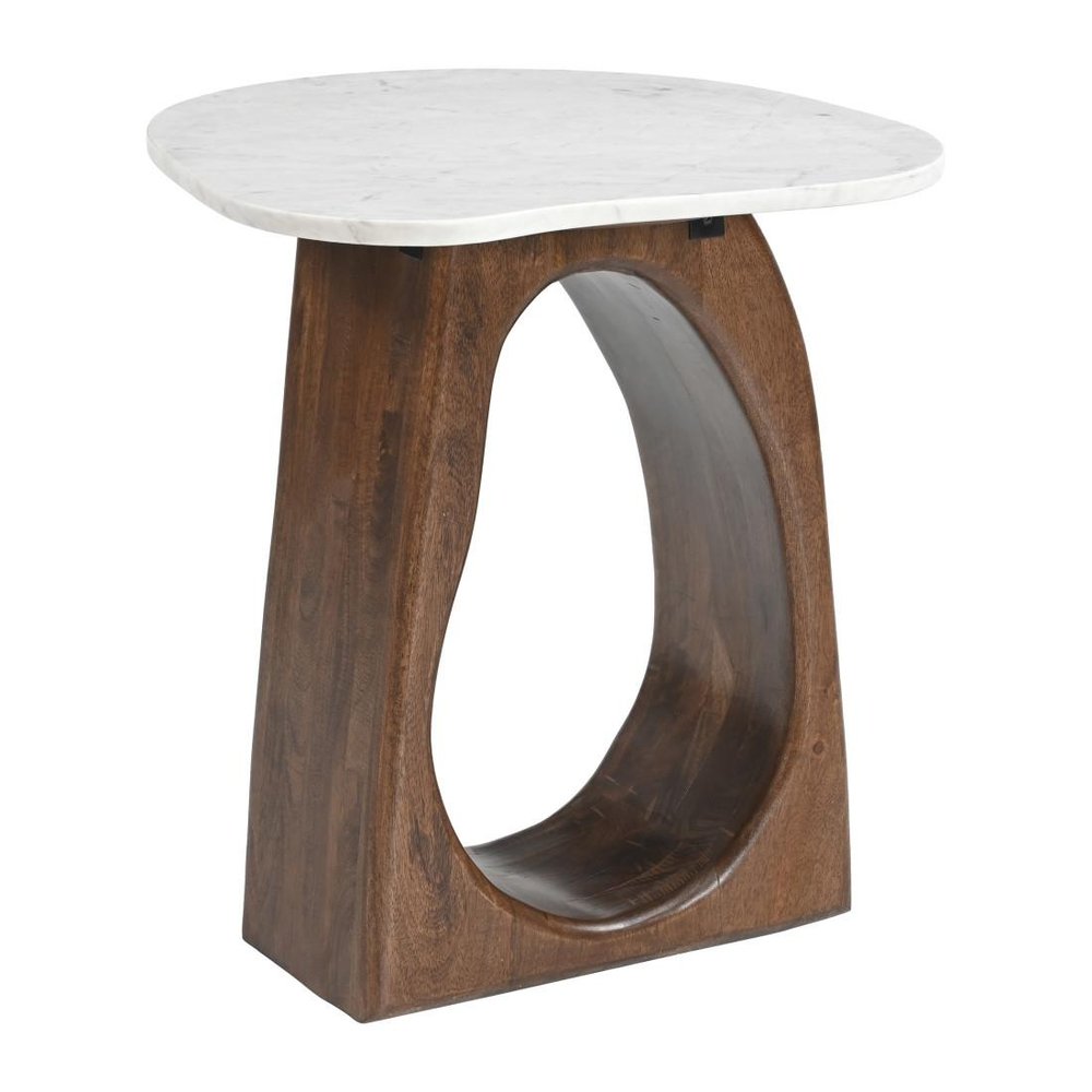 22" Walnut Marble Free Form End Table