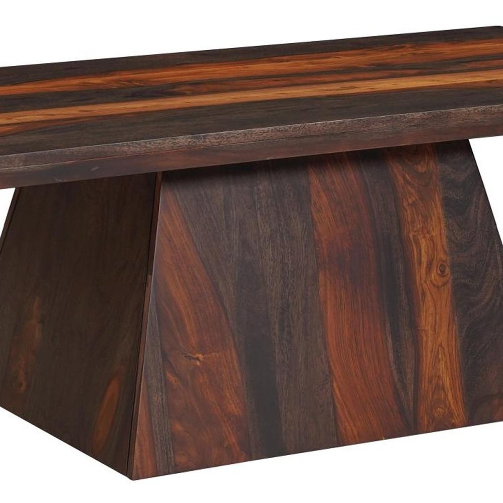 51" Dark Brown Sheesham Pedestal Coffee Table