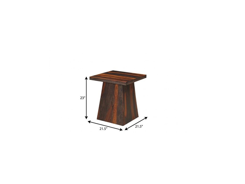 23"  Dark Brown Sheesham Pedestal Coffee Table