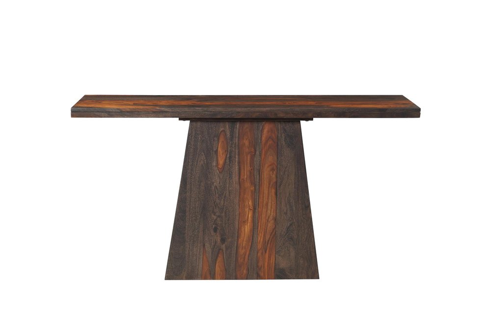 57" Mahogany and Brown Wood Pedestal Console Table