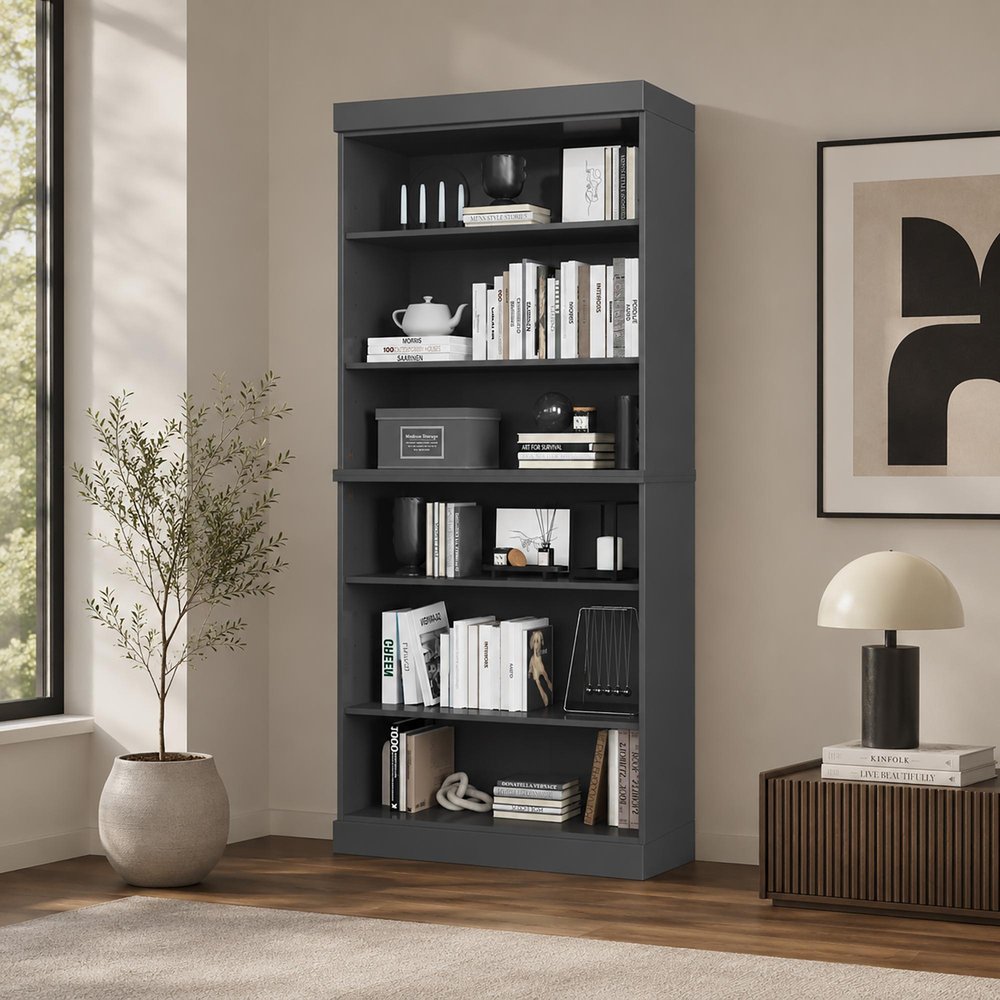 32"  Adjustable Six Tier Library Bookcase