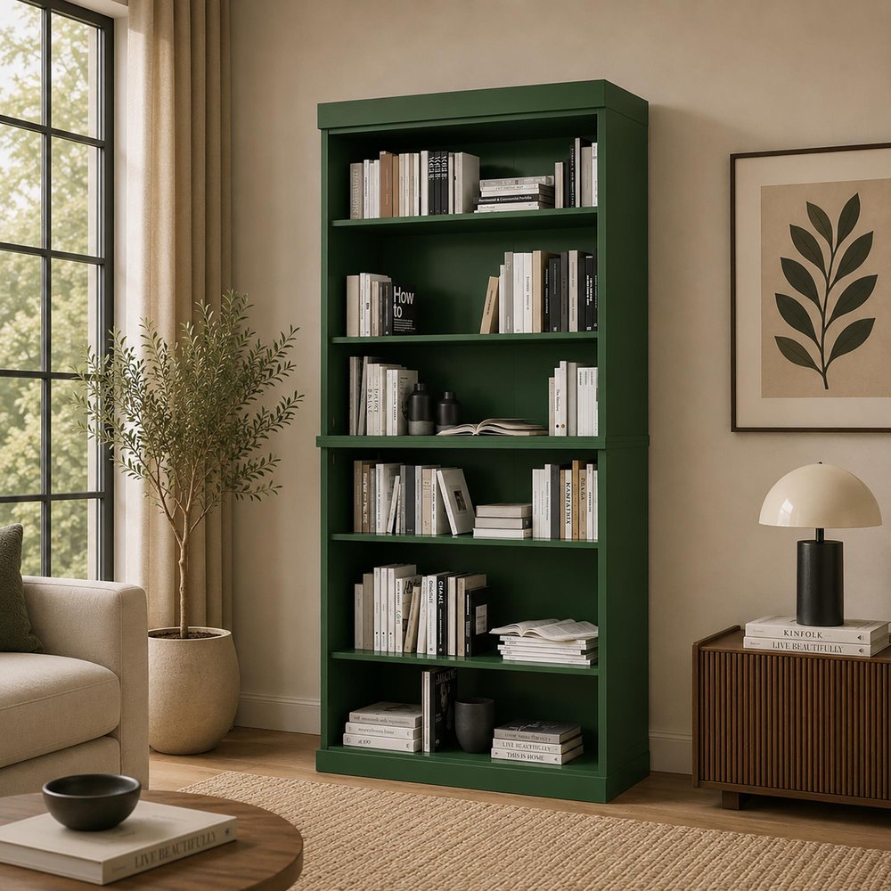 32"  Adjustable Six Tier Library Bookcase