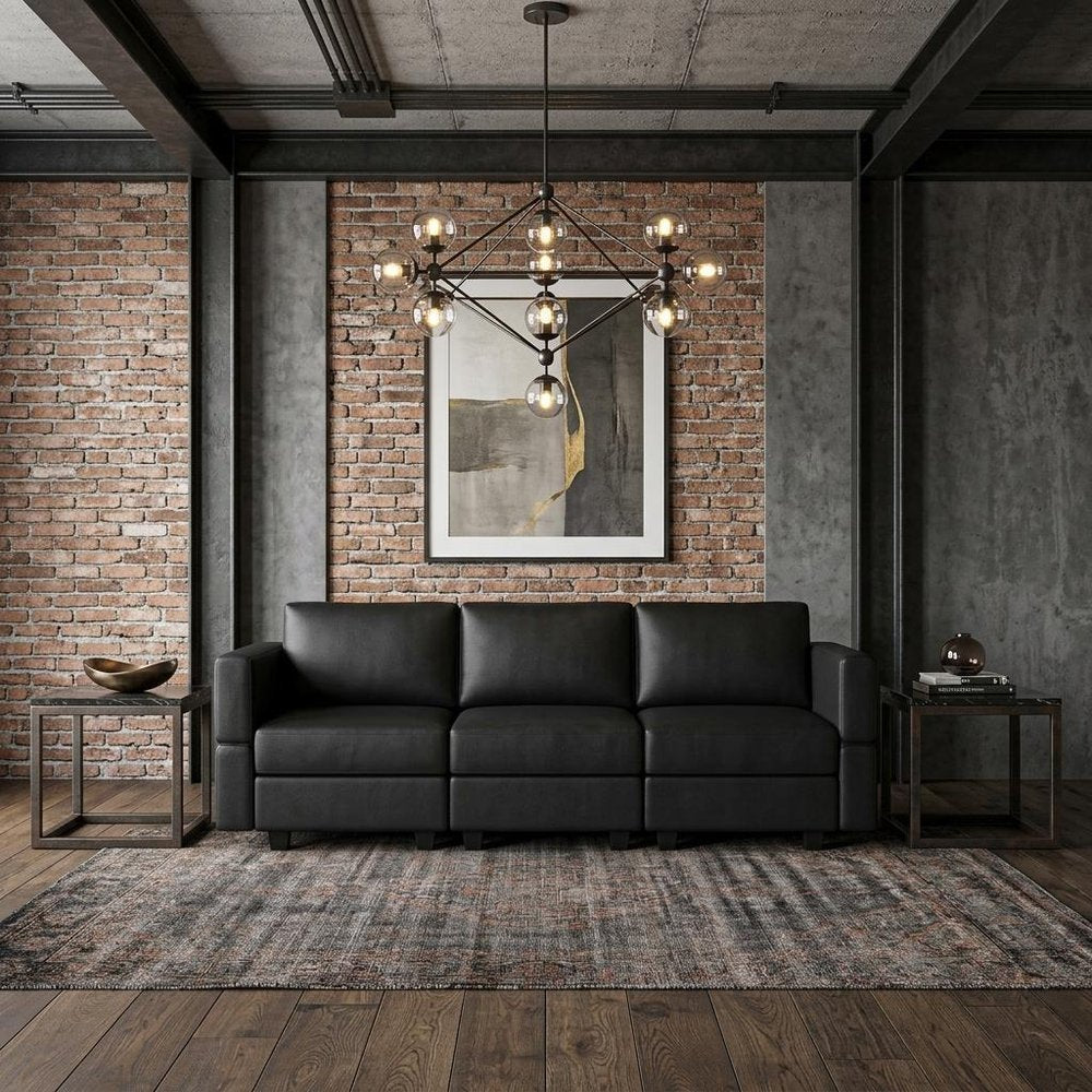 79" Faux Leather Modular Sofa with Storage