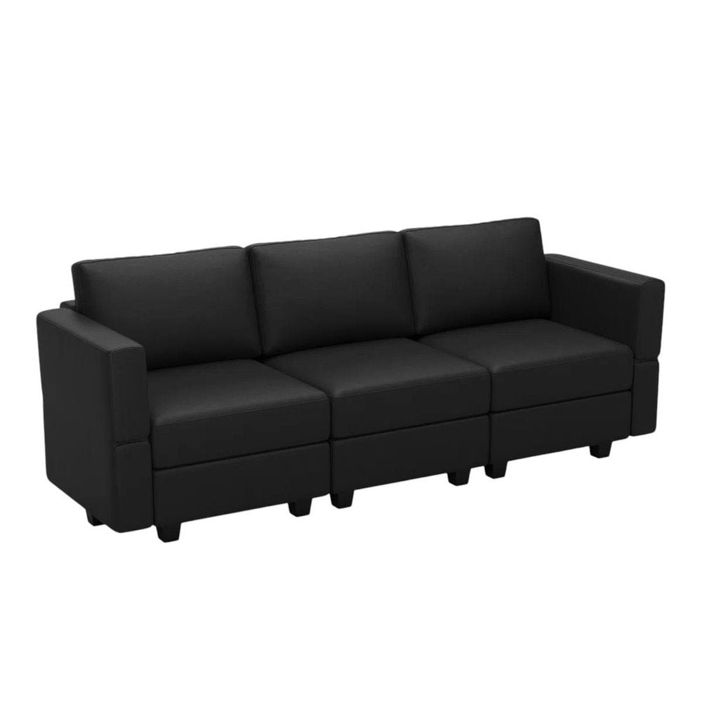79" Faux Leather Modular Sofa with Storage
