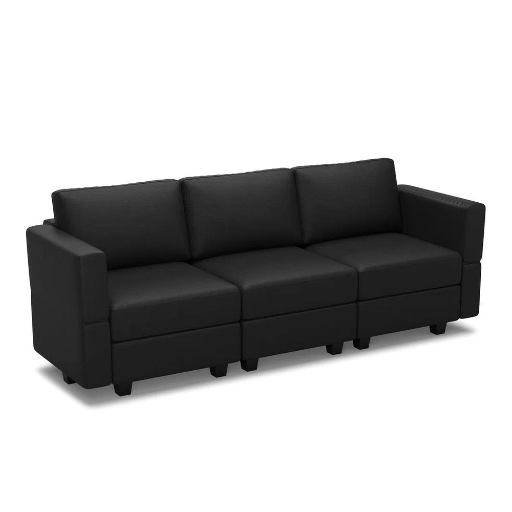 79" Faux Leather Modular Sofa with Storage