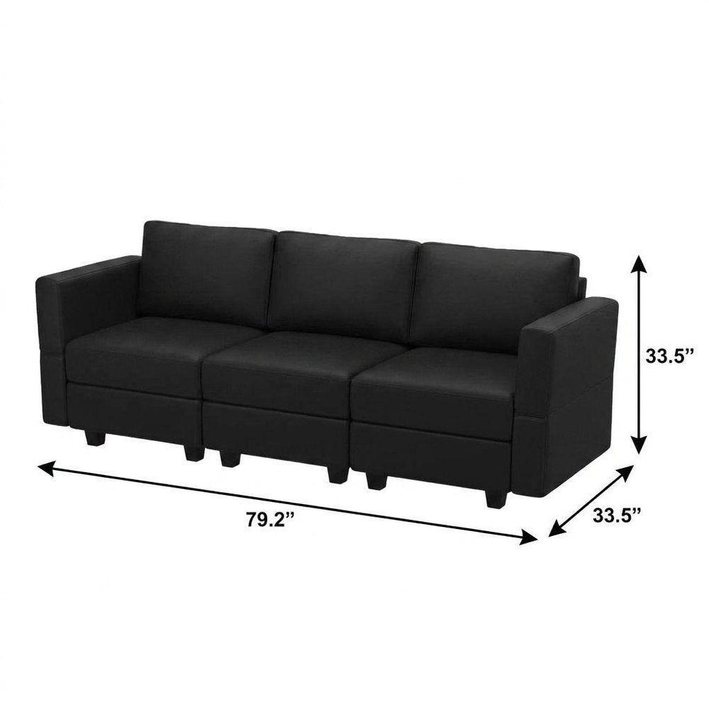 79" Faux Leather Modular Sofa with Storage
