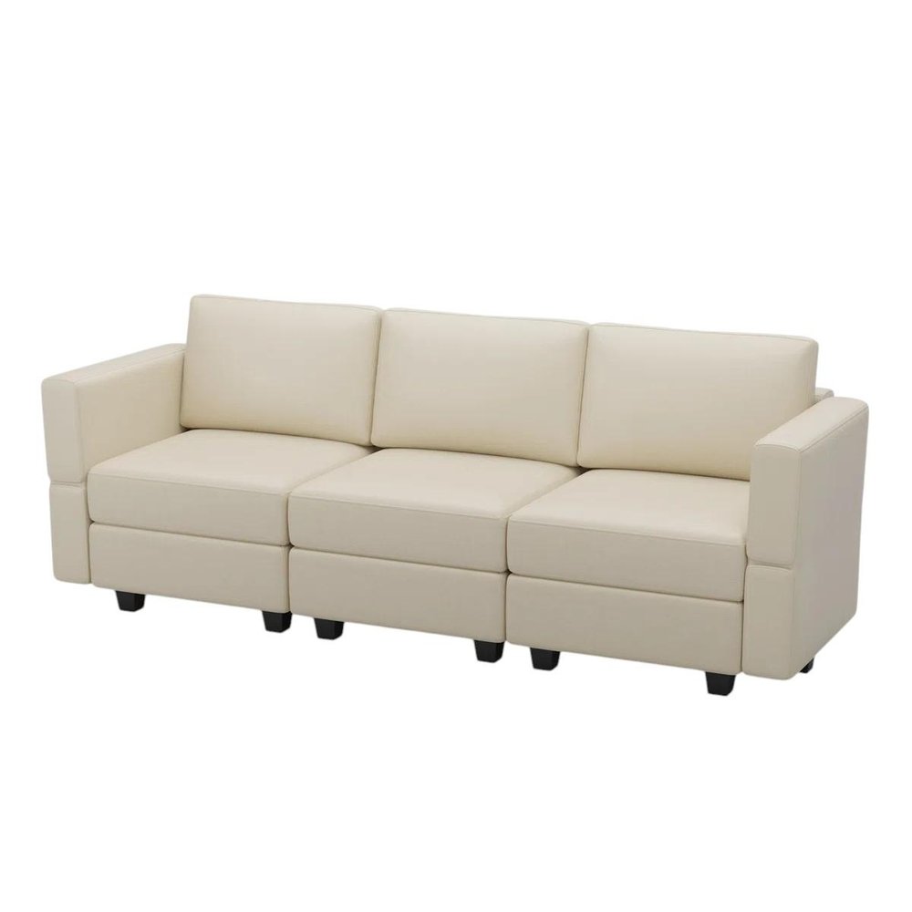79" Faux Leather Modular Sofa with Storage