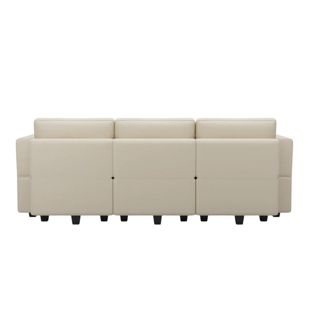 79" Faux Leather Modular Sofa with Storage