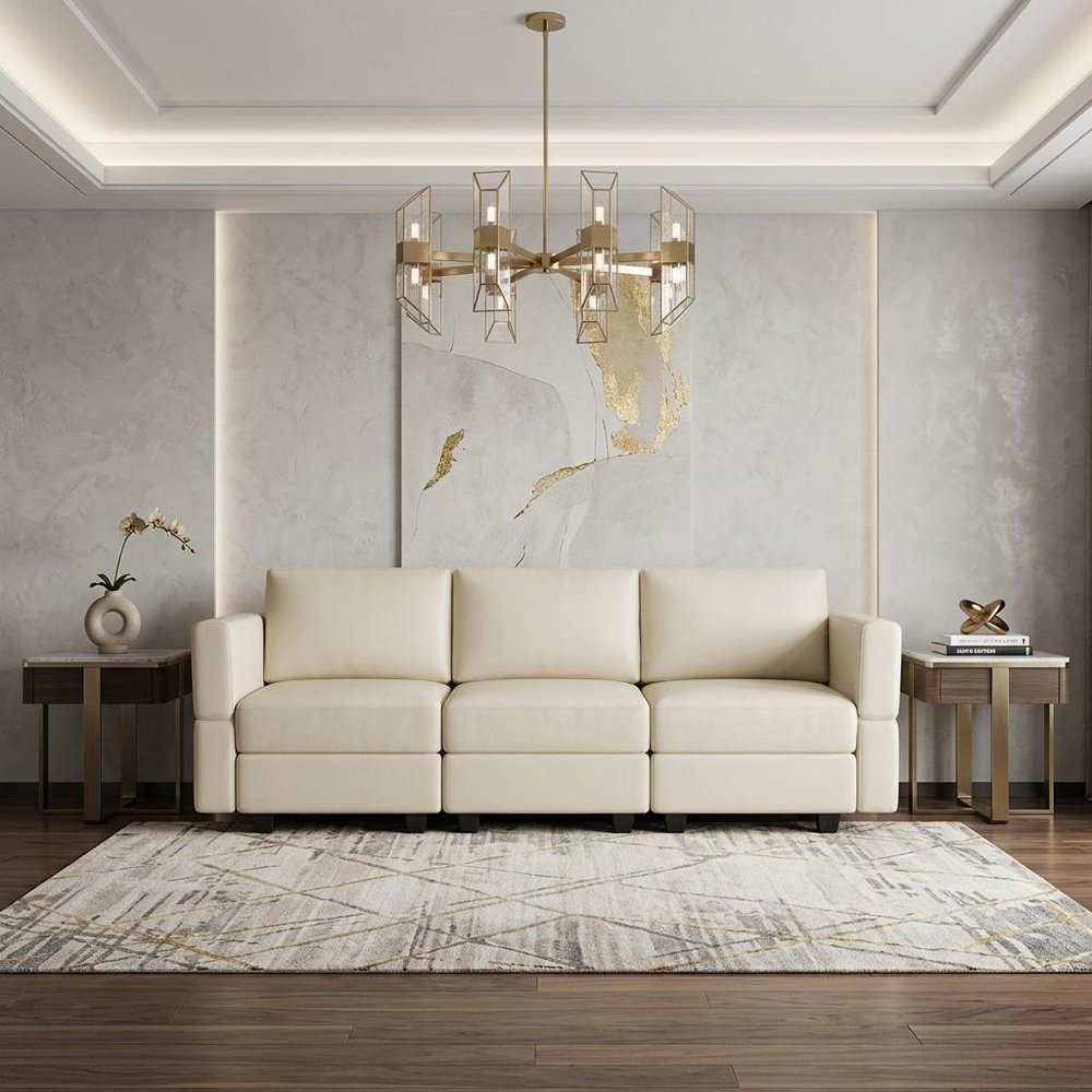 79" Faux Leather Modular Sofa with Storage
