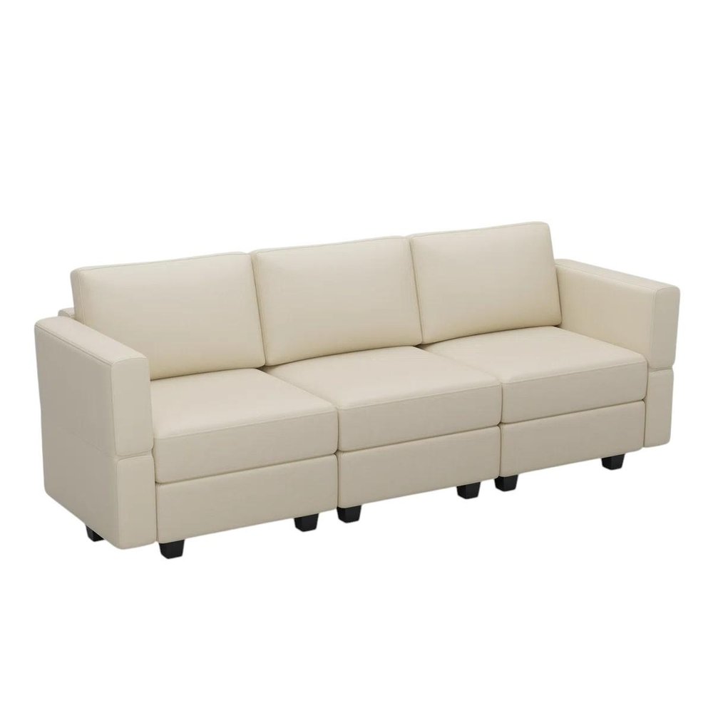 79" Faux Leather Modular Sofa with Storage