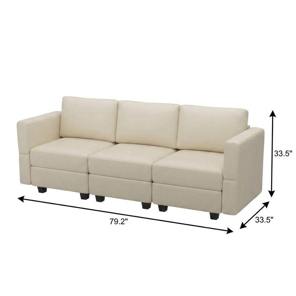 79" Faux Leather Modular Sofa with Storage