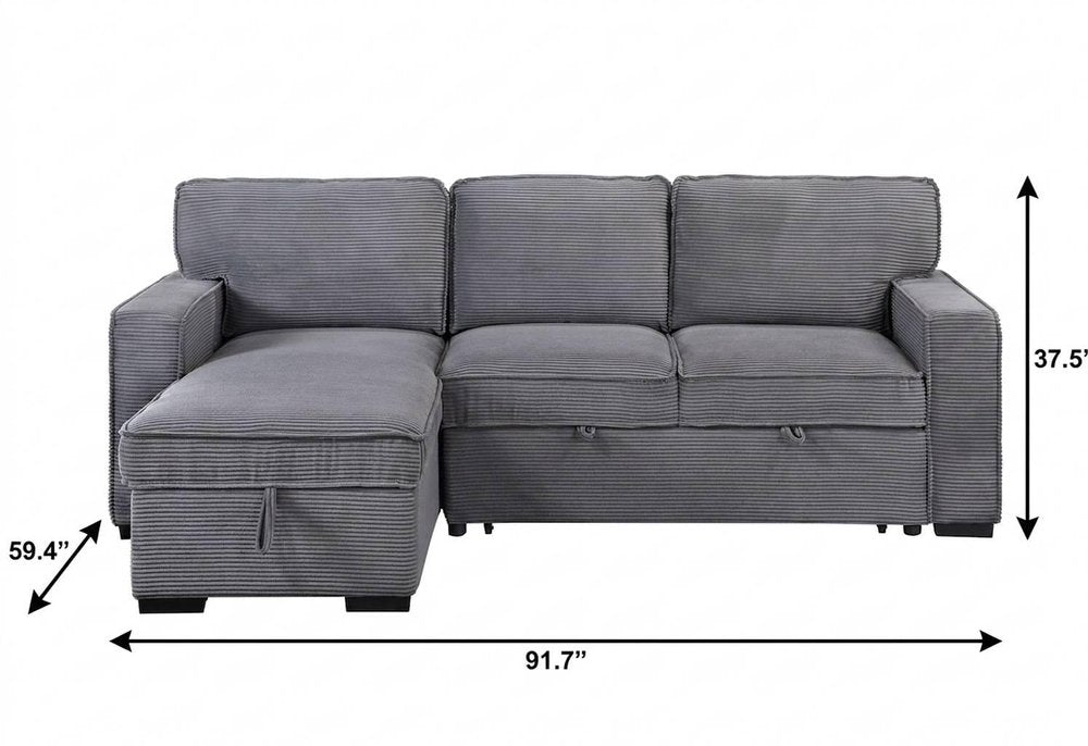 92" Light Gray Modular Sleeper Sofa