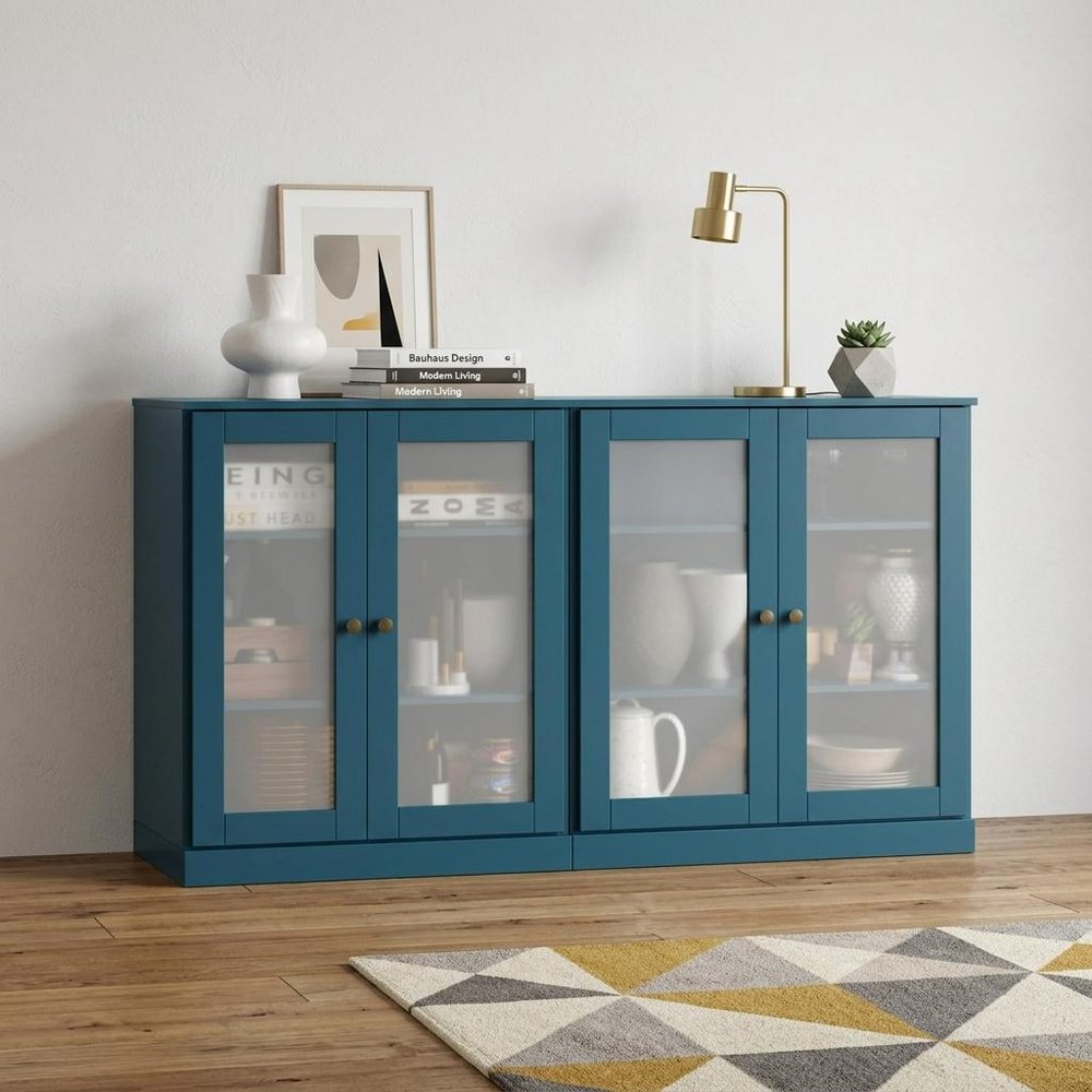 64" Wood Sideboard with Frosted Glass Doors