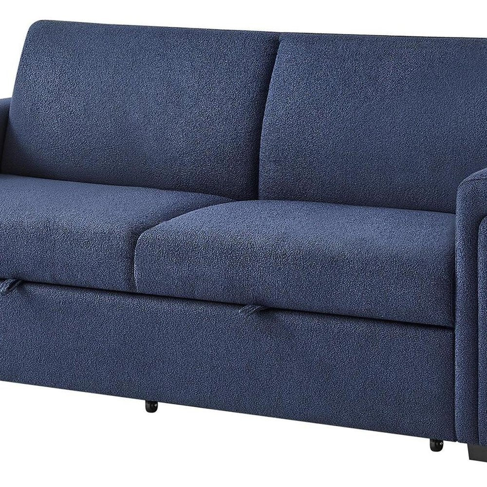 85" Navy Blue Sleeper Sofa with Storage