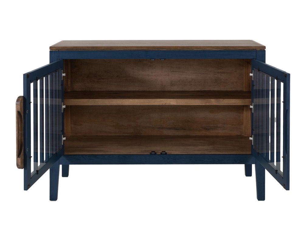 54" Distressed Fluted Wood Coastal Sideboard