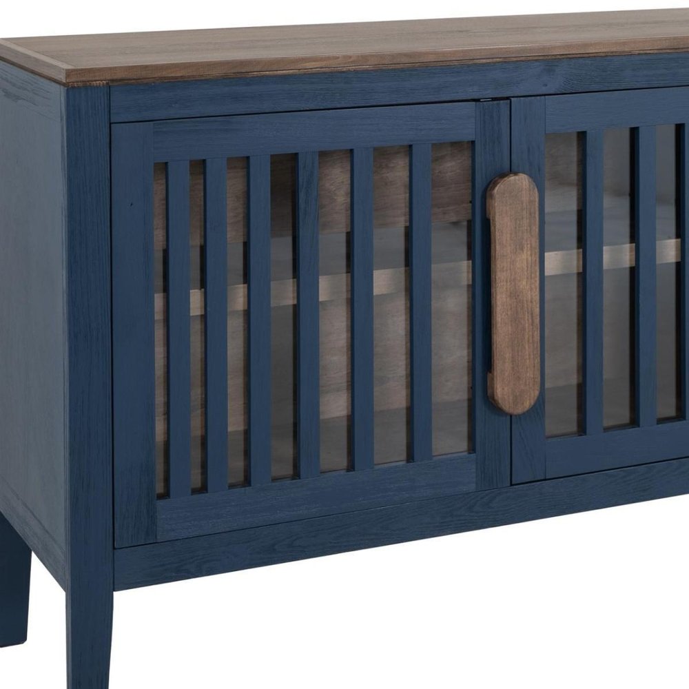 54" Distressed Fluted Wood Coastal Sideboard