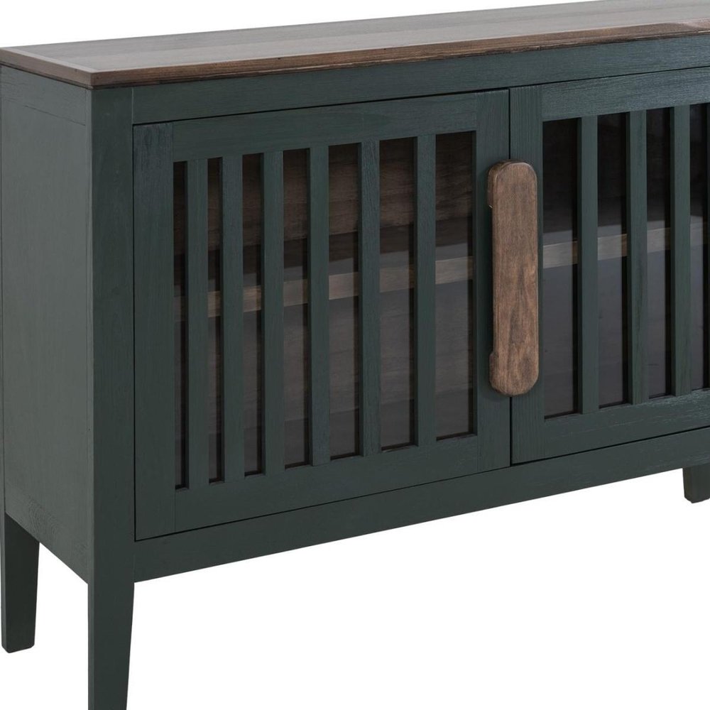 54" Distressed Fluted Wood Coastal Sideboard