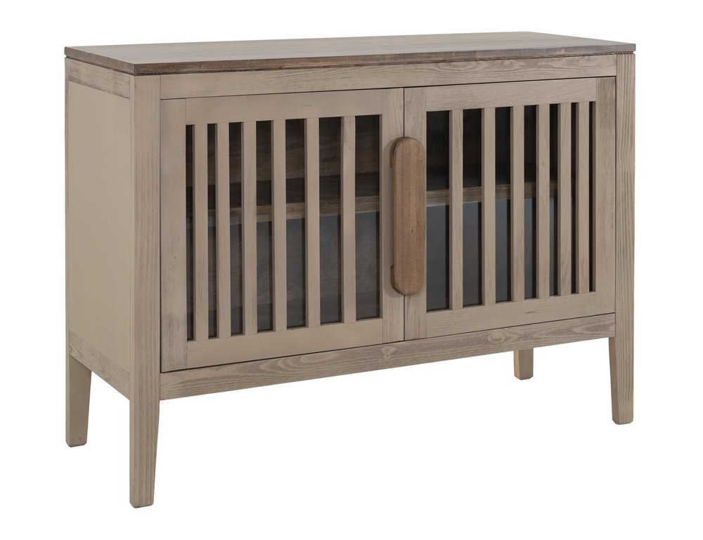 54" Distressed Fluted Wood Coastal Sideboard