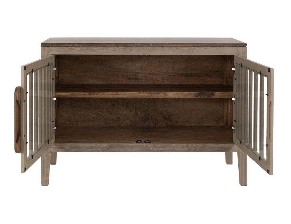 54" Distressed Fluted Wood Coastal Sideboard