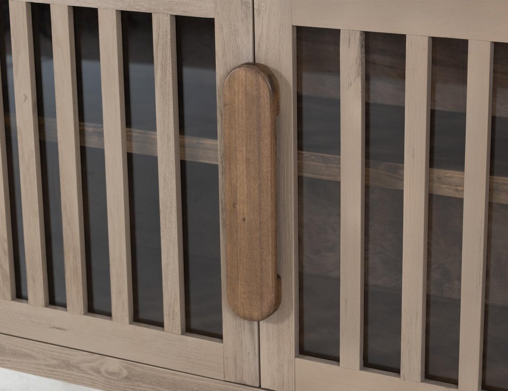 54" Distressed Fluted Wood Coastal Sideboard