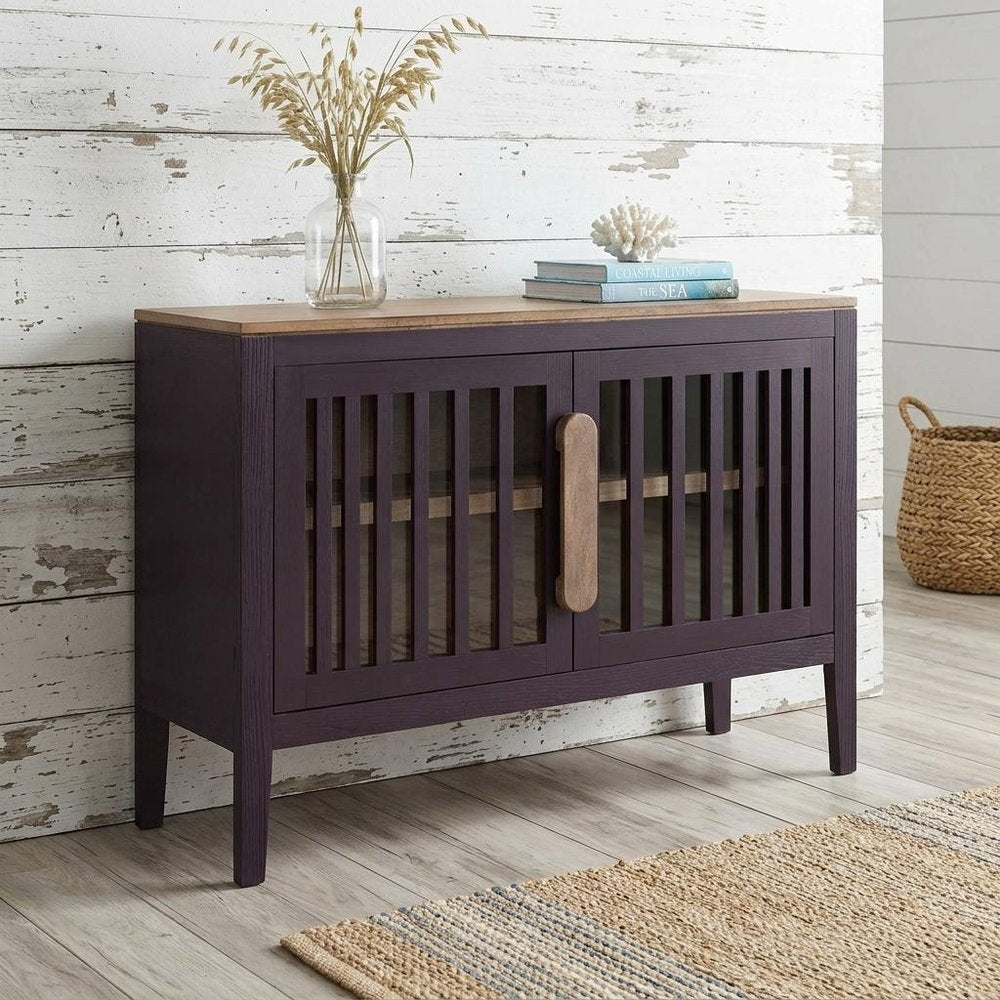 54" Distressed Fluted Wood Coastal Sideboard
