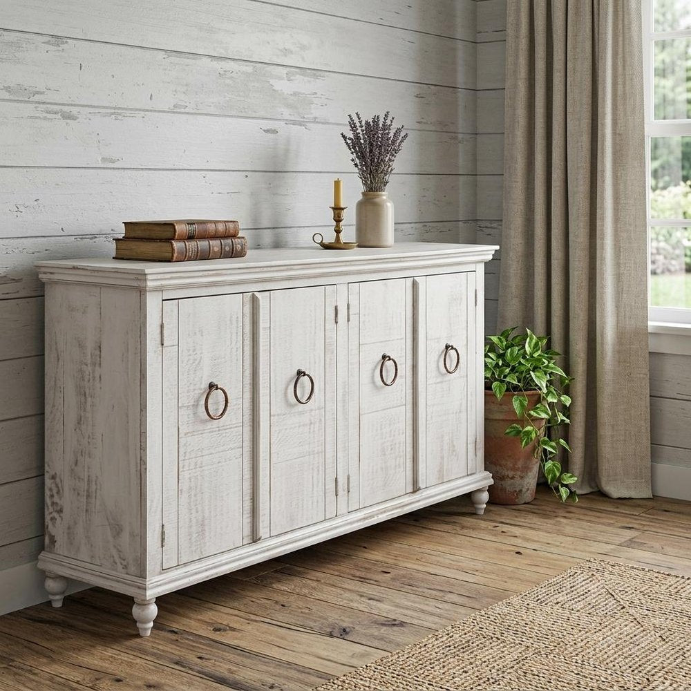 74" Distressed Wood Coastal Sideboard
