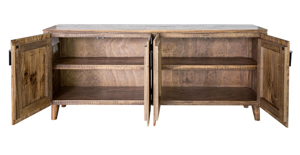 69" Brown and Multi-Blue Coastal Sideboard