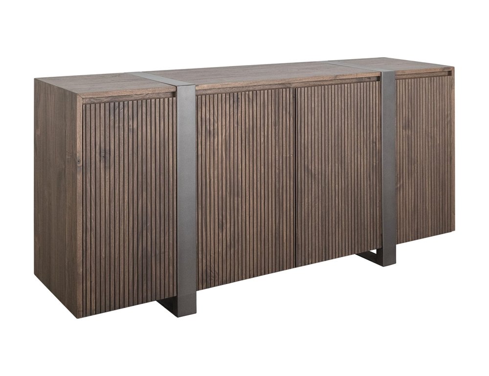 69" Brown Fluted Wood Sideboard
