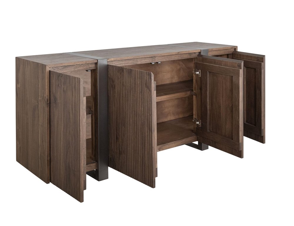 69" Brown Fluted Wood Sideboard
