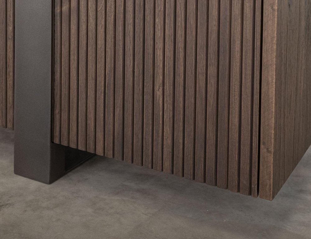 69" Brown Fluted Wood Sideboard