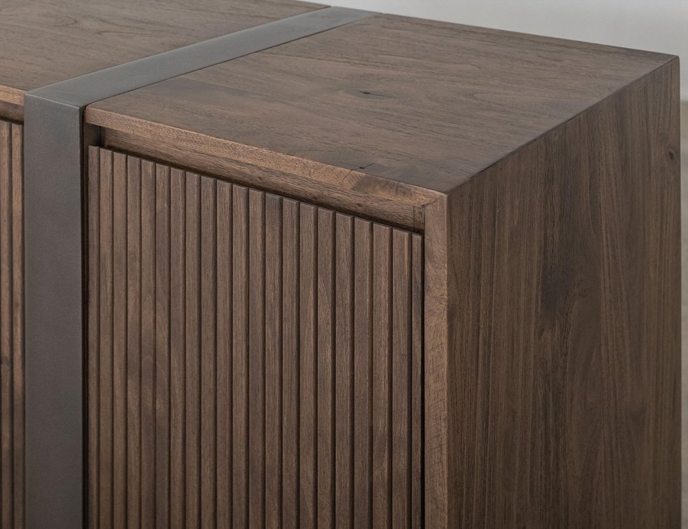 69" Brown Fluted Wood Sideboard