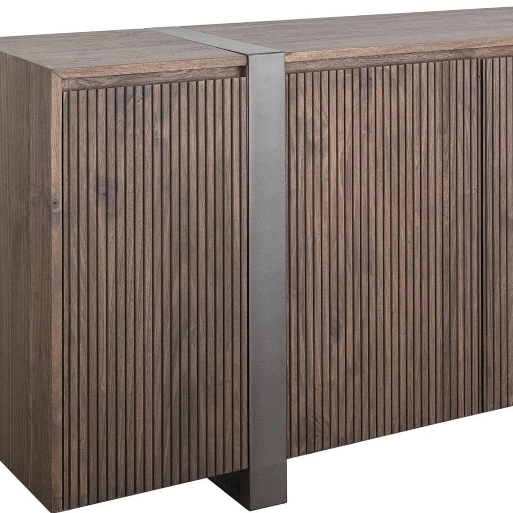 69" Brown Fluted Wood Sideboard