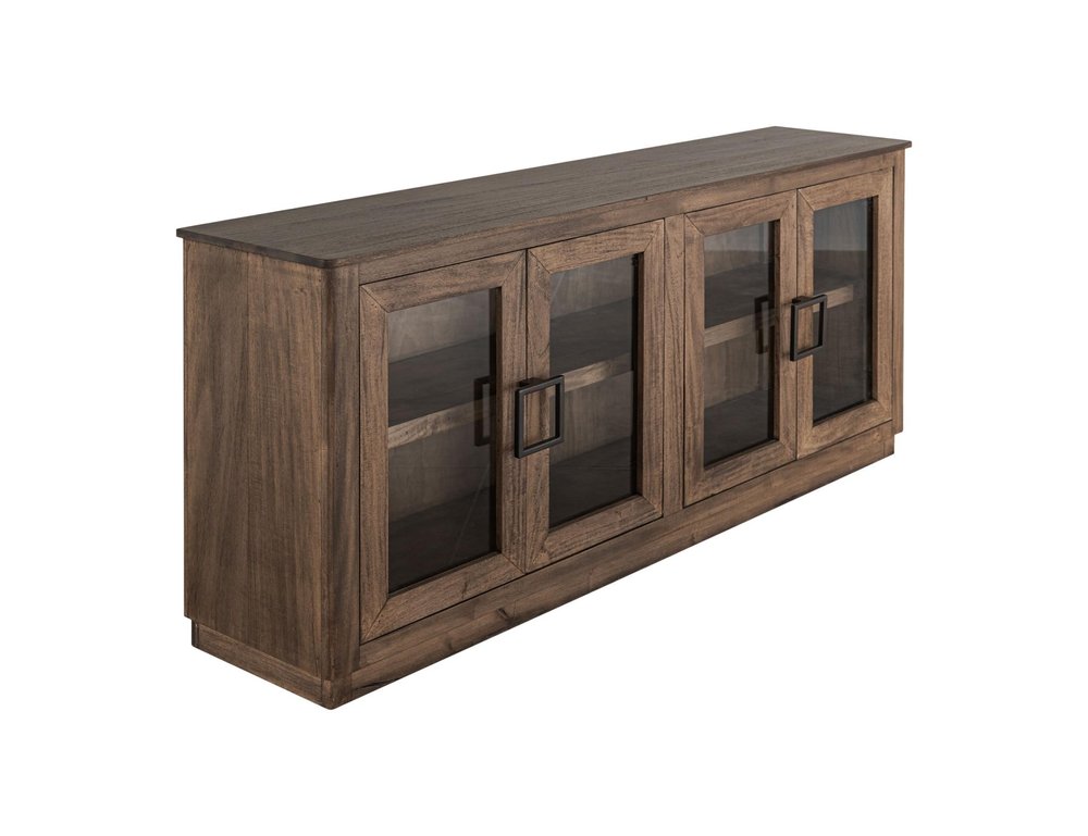 68" Brown Distressed Wood Sideboard with 4 Doors