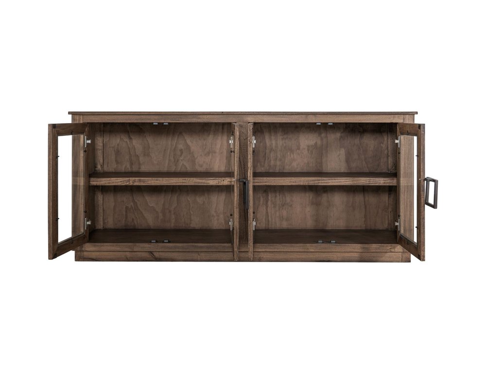 68" Brown Distressed Wood Sideboard with 4 Doors