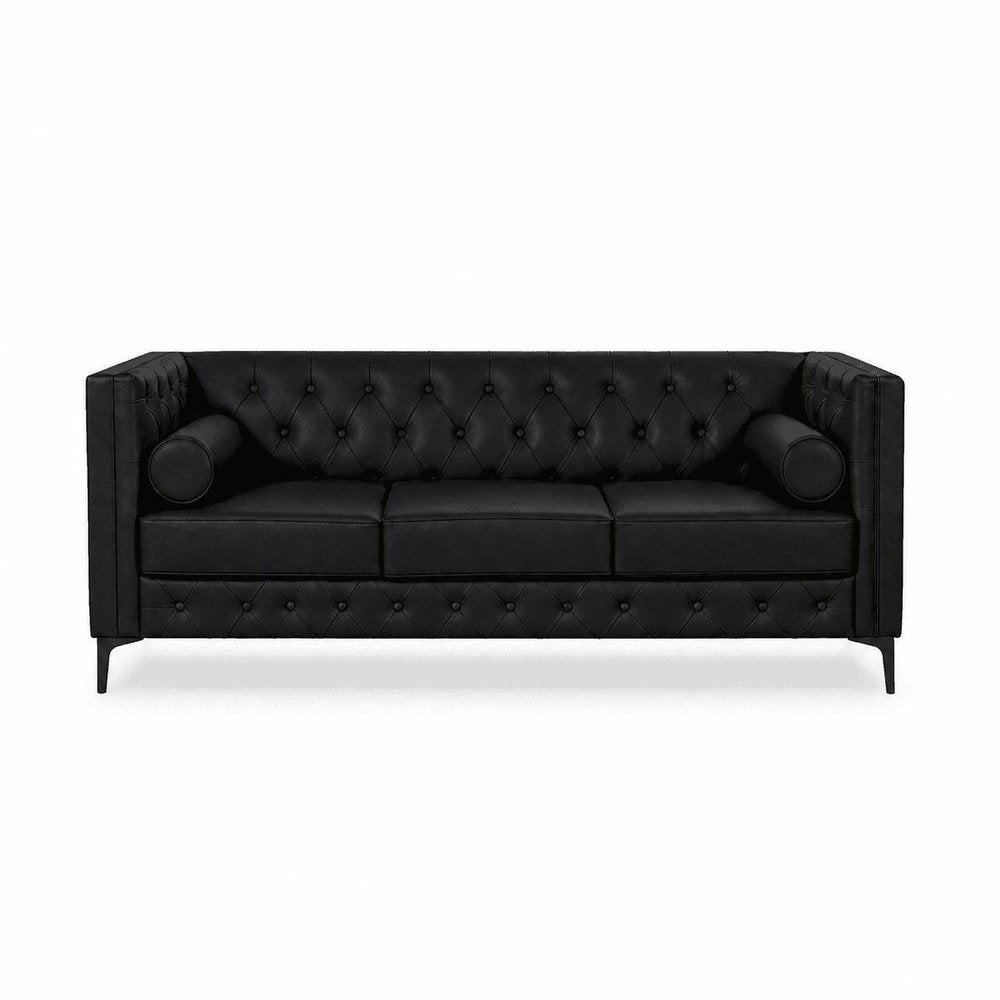 79" Faux Leather Tuxedo Sofa