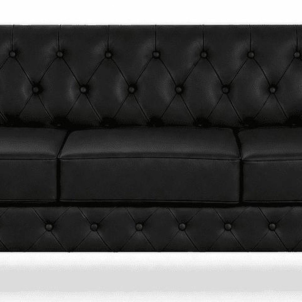 79" Faux Leather Tuxedo Sofa
