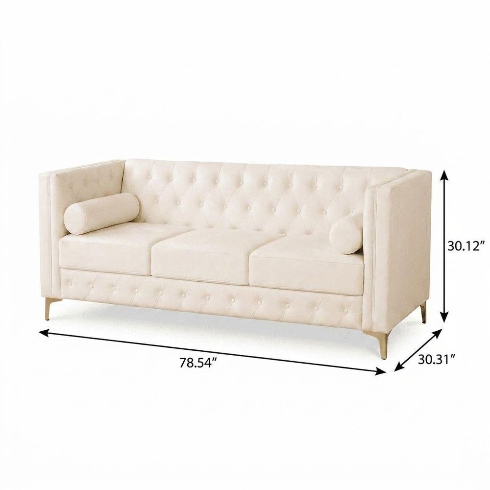 79" Faux Leather Tuxedo Sofa